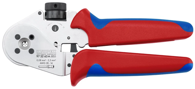 KNIPEX Four-Mandrel Crimping Pliers for Turned Contacts 175 mm, 97 52 63 A