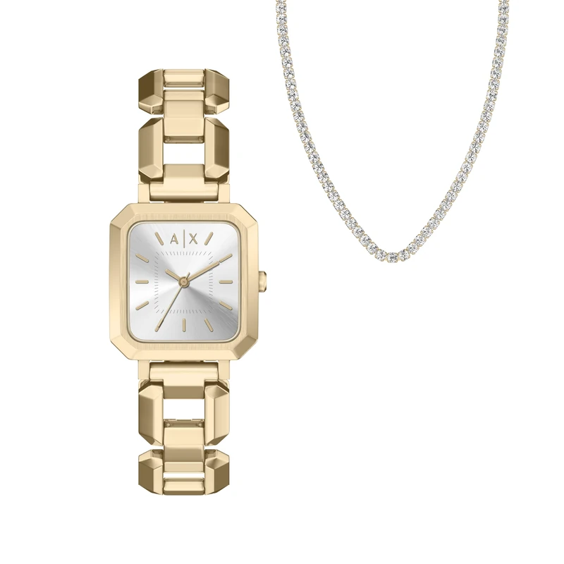 Armani Exchange Women's 27MM Gold-Tone Stainless Steel Watch, AX7186SET