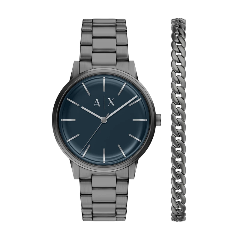 Armani Exchange Men's 42MM Gun-Metal Stainless Steel Watch, AX7183SET