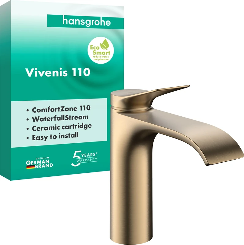 hansgrohe Vivenis Bathroom Sink Tap Without Waste, Brushed Bronze