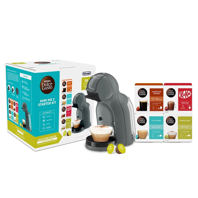 De'Longhi Nescafé Dolce Gusto Mini Me 2 Starter Kit - Coffee Capsule Machine with Compact Design, Automatic Shutdown, Hot and Cold Beverages, 15 Bar Pressure, Anthracite (EDG335.A) - Image 1