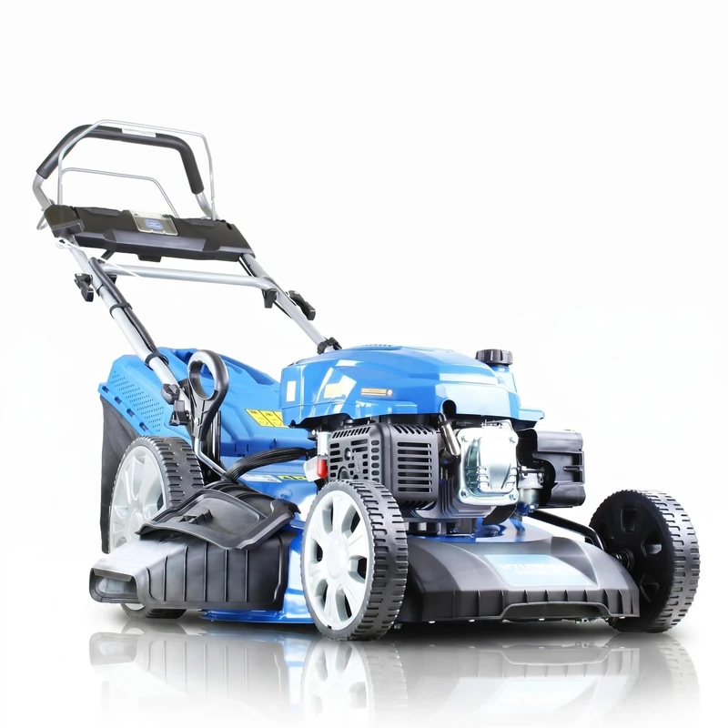 Hyundai 224cc Petrol Lawnmower Self-Propelled, 53cm / 21" Cutting Width, Electric Push-Button Start, 4-in-1 Mulching Rear & Side Discharge, 70L Grass Collector, Steel Deck, Hose Connector - Image 1