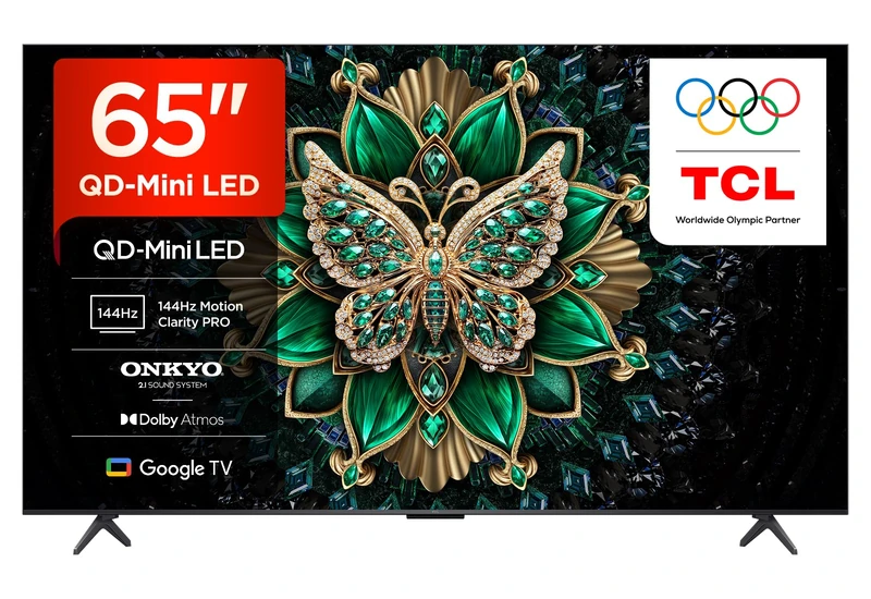 TCL 65C6K-UK 65 Inch QD-Mini LED TV, 4K HDR Premium 1000nits, Smart TV Powered by Google TV (Dolby Vision IQ & Atmos, Onkyo 2.1 Sound System, 144Hz Motion Clarity Pro)
