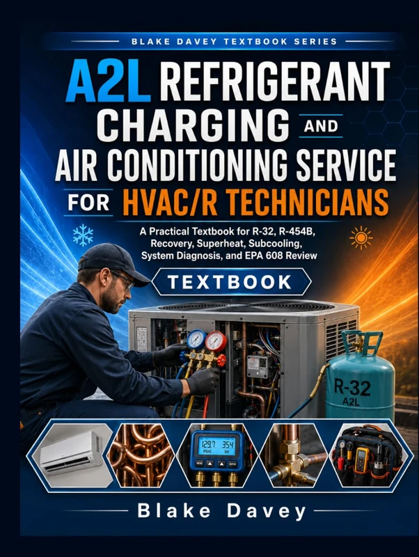 A2L REFRIGERANT CHARGING AND AIR CONDITIONING SERVICE FOR HVAC/R TECHNICIANS: A Practical Textbook for R-32, R-454B, Recovery, Superheat, Subcooling, System Diagnosis, and EPA 608 Review
