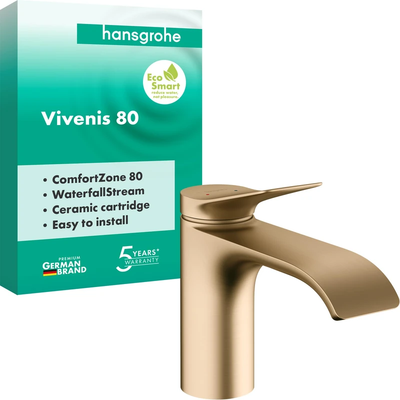 hansgrohe Vivenis Bathroom Sink Tap Without Waste, Brushed Bronze