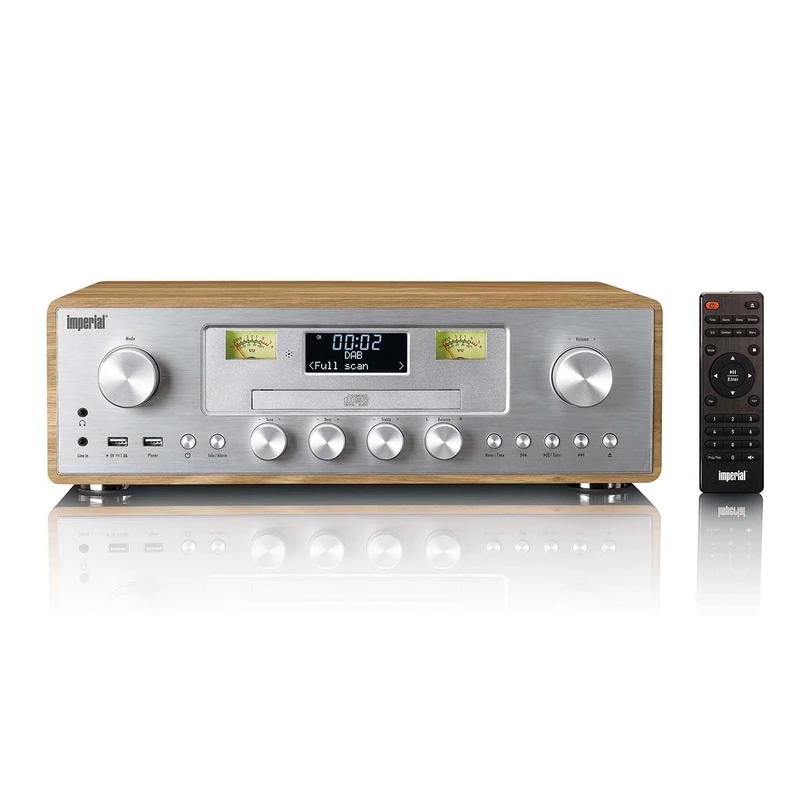 Imperial DABMAN 280CDWDSI - DAB Plus FM Radio - Internet Radio - CD MP3 Player - Bluetooth V5.4 - Two USB Ports - 2 x 15 Watt Speaker - Alarm Function - Wood Look