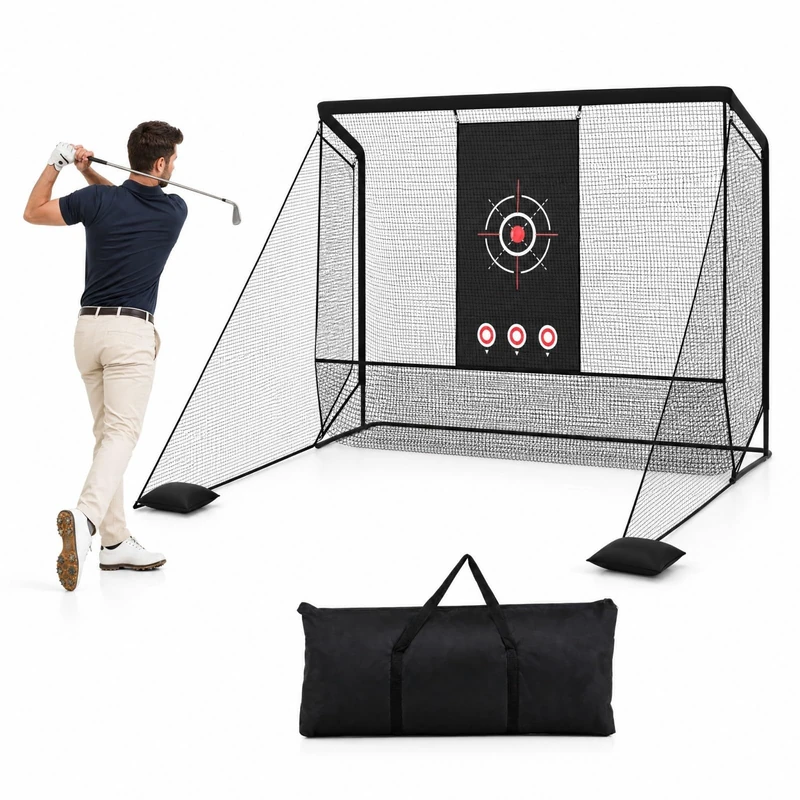 GYMAX Golf Practice Hitting Net with Target Cloth (305 x 326 x 225cm)