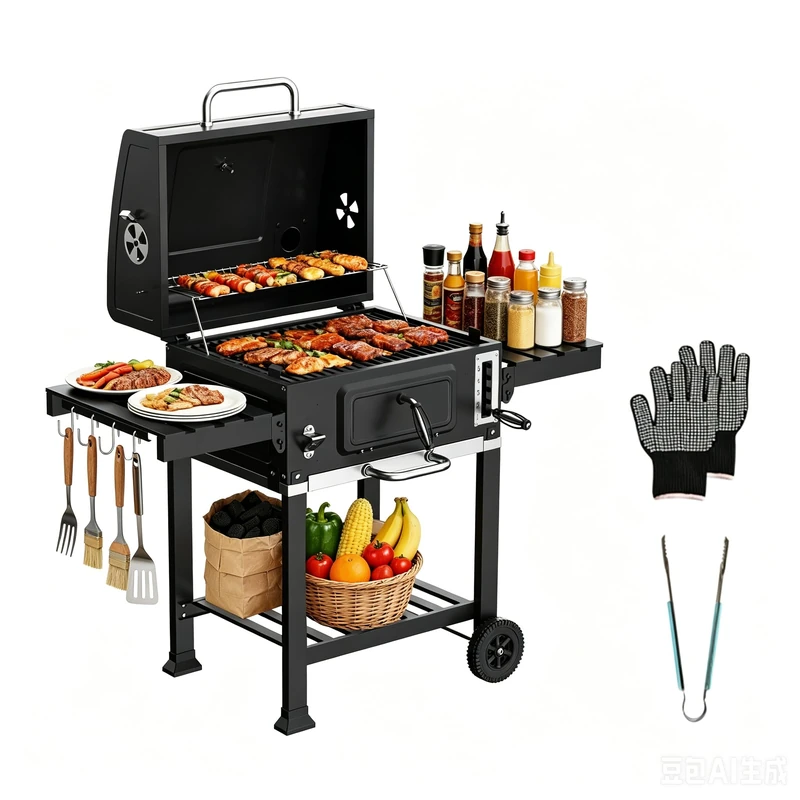 DEWINNER BBQ Charcoal,XXL Cooking Car,Barbecue with Lid