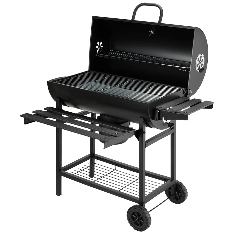DEWINNER Charcoal Grill XXL, Portable Outdoor BBQ with Adjustable Charcoal Pan, Thermometer, Folding Side Table, Rolling Wheels, Grill Gloves & Food Clips - Image 1
