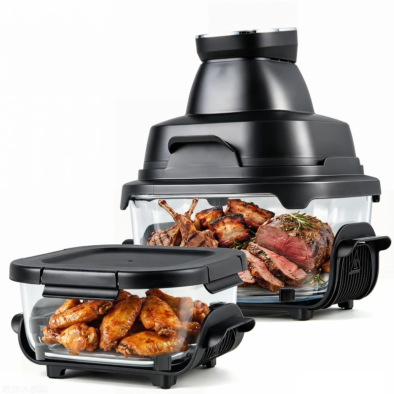 GiantexUK Portable Glass Air Fryer, 6-in-1 Healthy Cooking System (Black)
