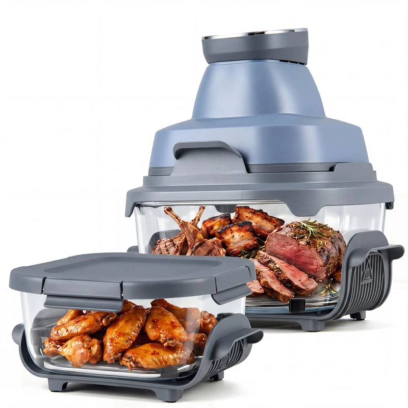 GiantexUK Portable Glass Air Fryer, 6-in-1 Healthy Cooking System (Blue)