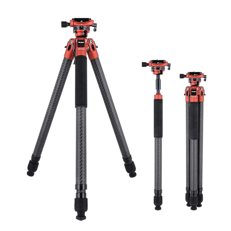 Rollei Traveler Swift Carbon Compact Camera Tripod 148 cm Red