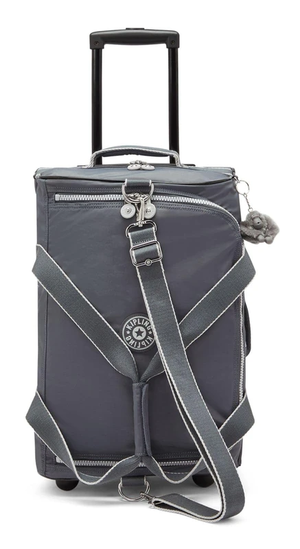 Kipling Teagan US Wheeled Duffle Bag, Lightweight Travel Luggage with Smooth Rolling Wheels, Telescopic Handle & Spacious Storage Capacity - Moonlit Grey
