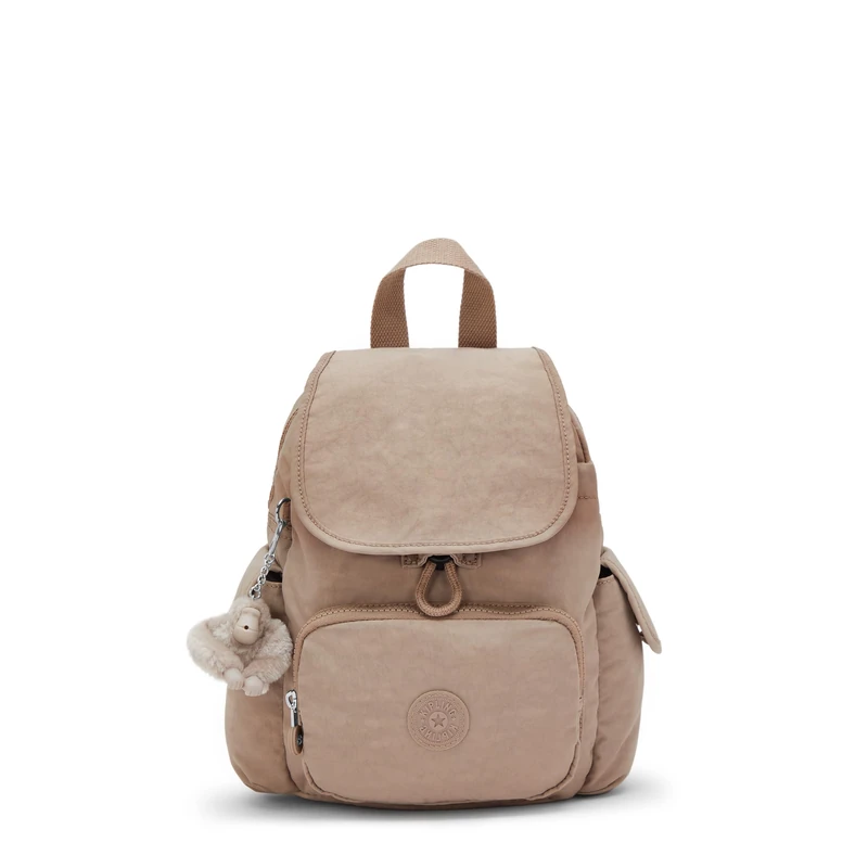 Kipling City Pack Mini Backpack, Lightweight Compact Daypack with Multiple Pockets, Adjustable Straps & Everyday Travel Backpack - Tan Beige