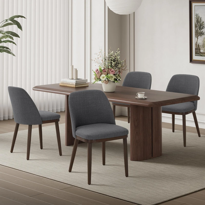 MALOL Thick Wood-base Dining Chairs Set of 4, Upholstered Kitchen Chairs with Solid Wood Legs and Thick Seat Cushion, Modern Dining Room Chairs for Kitchen Dining Room Restaurant, Light Grey