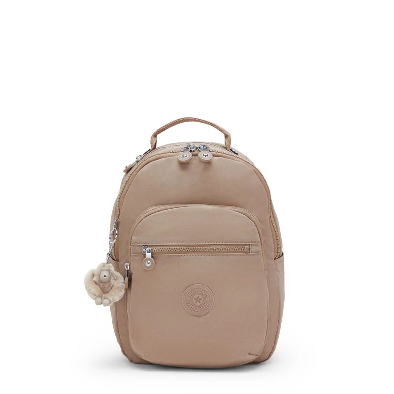 Kipling Seoul S Backpack Lightweight Laptop Tablet Travel Daypack, TAN BEIGE