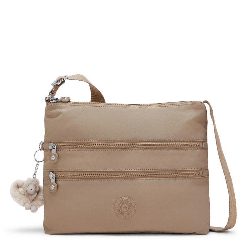 Kipling Alvar Crossbody Bag, Lightweight Compact Shoulder Bag with Multiple Pockets, Adjustable Strap & Secure Everyday Travel Bag - Tan Beige