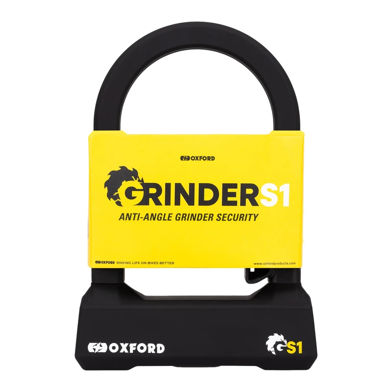 Oxford Grinder S1 U-Lock 14mm x 260mm LK375 | Sold Secure Powered Cycle & Pedal Cycle Diamond, Anti-Angle Grinder Shackle Lock with Carry Bracket, Motorcycle, Scooter, Bike