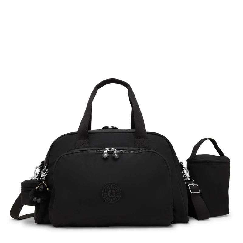 Kipling Camama Baby Bag, Lightweight Diaper Bag with Multiple Compartments, Adjustable Shoulder Strap & Changing Mat, Practical Everyday Baby Travel - Tiny Black Noir
