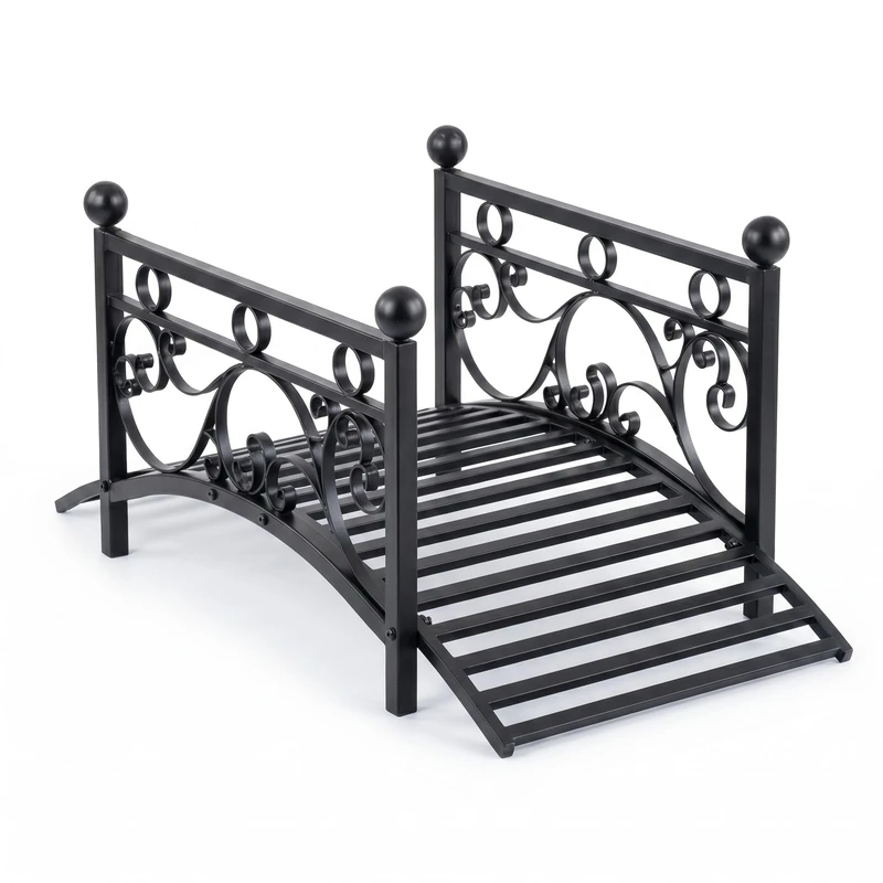 GiantexUK 1M Metal Garden Bridge (Circular Pattern,101.5x50x43.5cm)