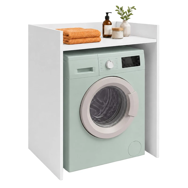 Relaxdays over-washing machine cabinet, shelf for washing machine & tumble dryer, HxWxD: 97 x 66 x 61 cm, white