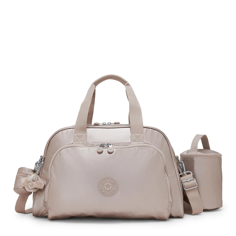 Kipling Camama Baby Bag, Lightweight Diaper Bag with Multiple Compartments, Adjustable Shoulder Strap & Changing Mat, Practical Everyday Baby Travel - Tiny Metal Glow - Image 1
