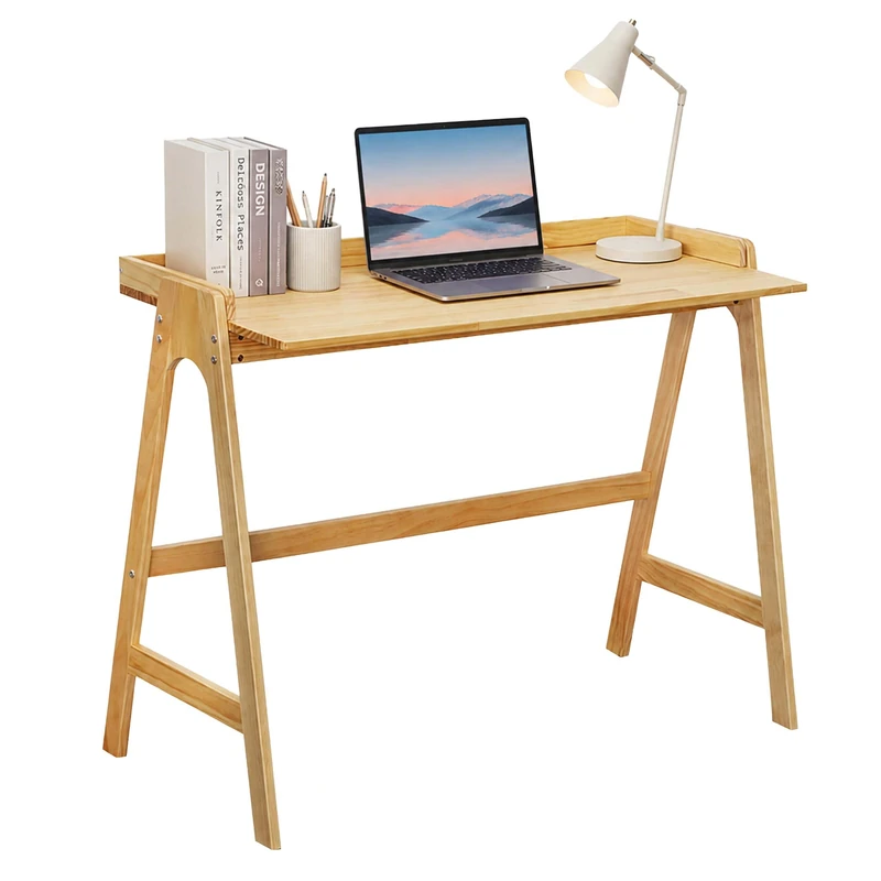 Relaxdays desk, wood, HxWxD: 81.5 x 107 x 48.5 cm, natural finish
