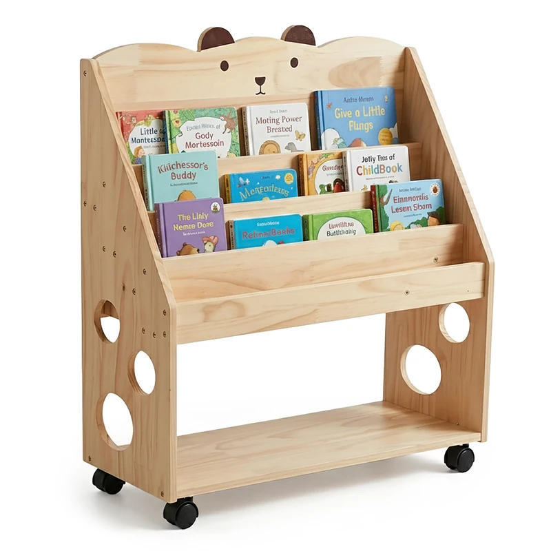 Relaxdays Children’s Bookshelf, with castors & chalkboard, natural wood