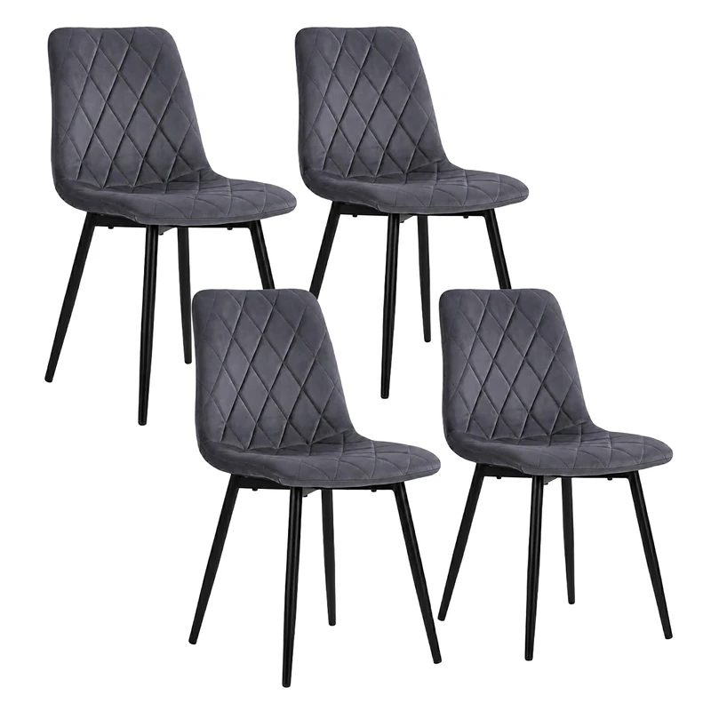 Relaxdays Dining Chair, Set of 4, Velvet, Metal Legs, 120 kg, Anthracite