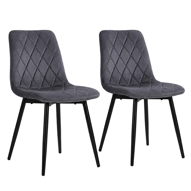Relaxdays Dining Chair, Set of 2, Velvet, Metal Legs, 120 kg, Anthracite