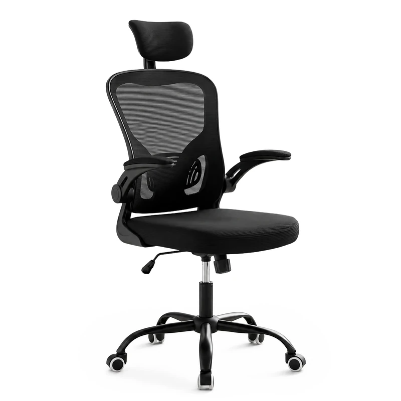 Relaxdays office chair, height-adjustable, swivelling, tilt function, black