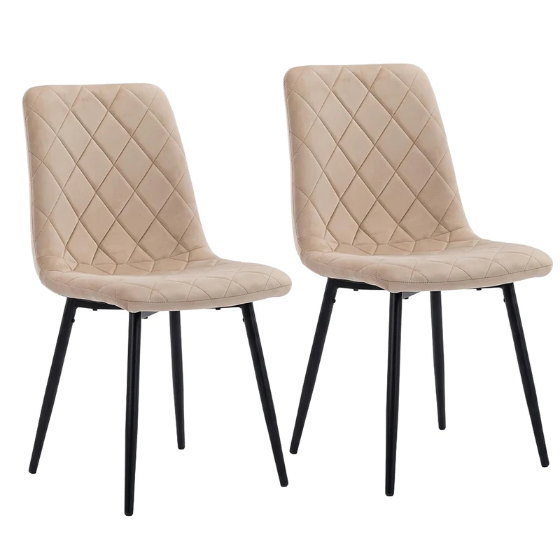 Relaxdays Dining Chair, Set of 2, Velvet, Metal Legs, 120 kg, beige