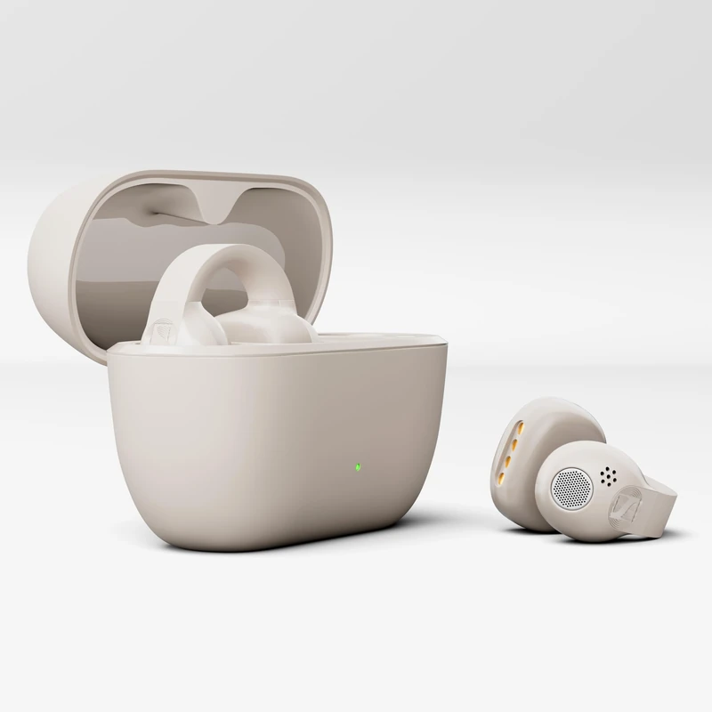 Sennheiser ACCENTUM Clip Wireless Earbuds, 36hr Battery, Open Sound, Cream