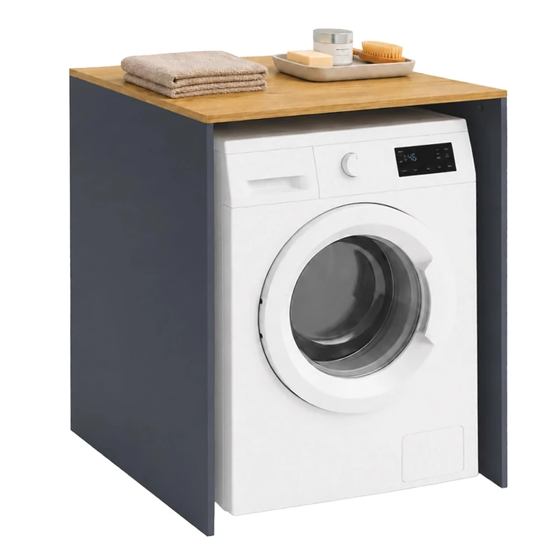 Relaxdays over-washing machine cabinet, shelf above washer & tumble dryer, HxWxD: 88 x 68 x 60 cm, anthracite/natural