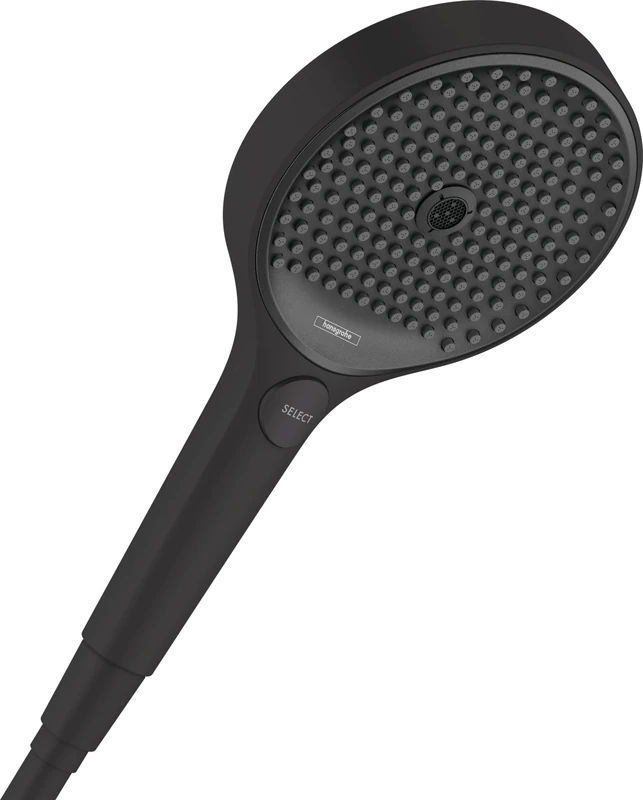 hansgrohe Rainfinity - Water-Saving Shower Head max. 6 l/min (EcoSmart+), Hand Shower Round (130 mm) with 3 Sprays (incl. PowderRain), with Anti-limescale Function, matt Black, 26862670