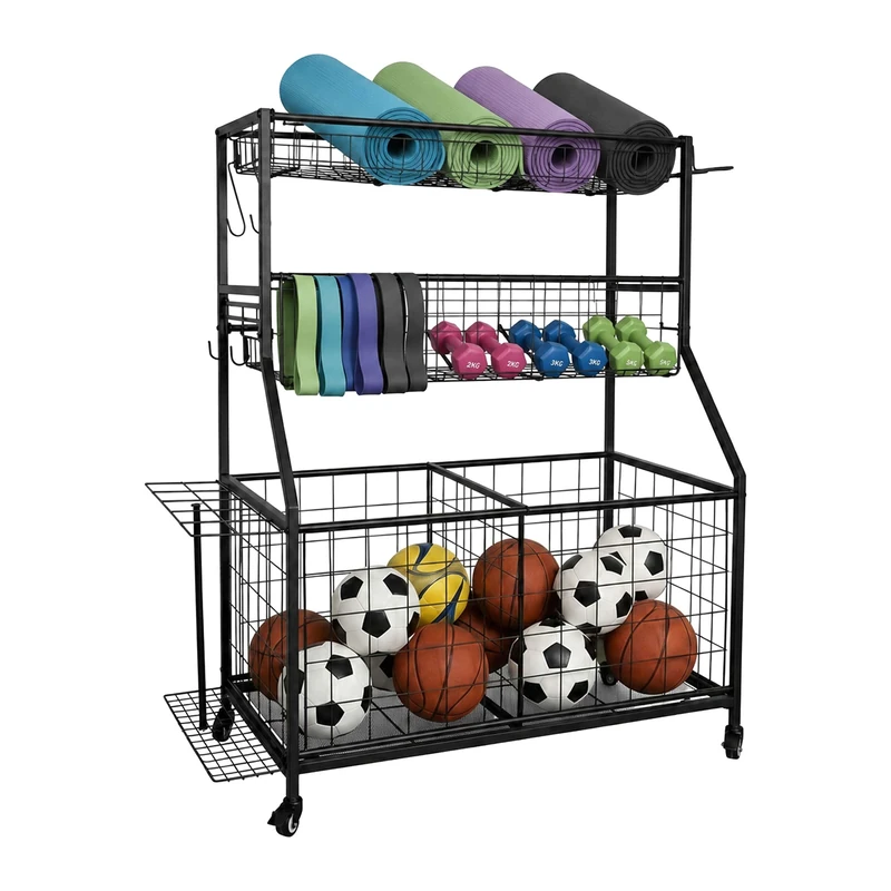 Relaxdays Sports Equipment Storage Unit, HWD: 116 x 91.5 x 43 cm, black