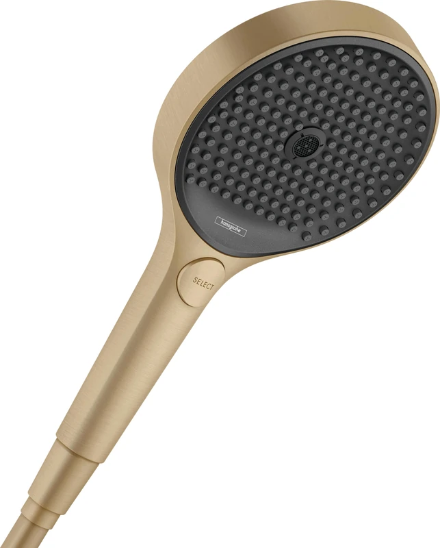 hansgrohe Rainfinity - Water-Saving Shower Head max. 6 l/min (EcoSmart+), Hand Shower Round (130 mm) with 3 Sprays (incl. PowderRain), with Anti-limescale Function, Brushed Bronze, 26862140