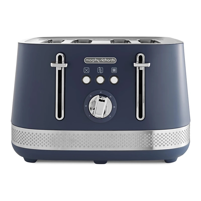Morphy Richards Illumination 4 Slice Toaster, 7 Toast Settings, Browning Controls, Variable Width Slots, Auto Pop-up, Removeable Crumb Tray, Cord Storage, 1500W, Navy Peony, 248023