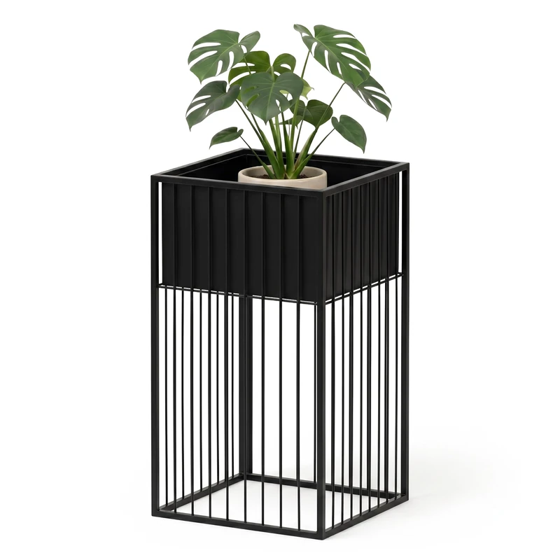 Relaxdays Plant Pot Stand A, metal, HxWxD 61x30.5x30.5 cm, black