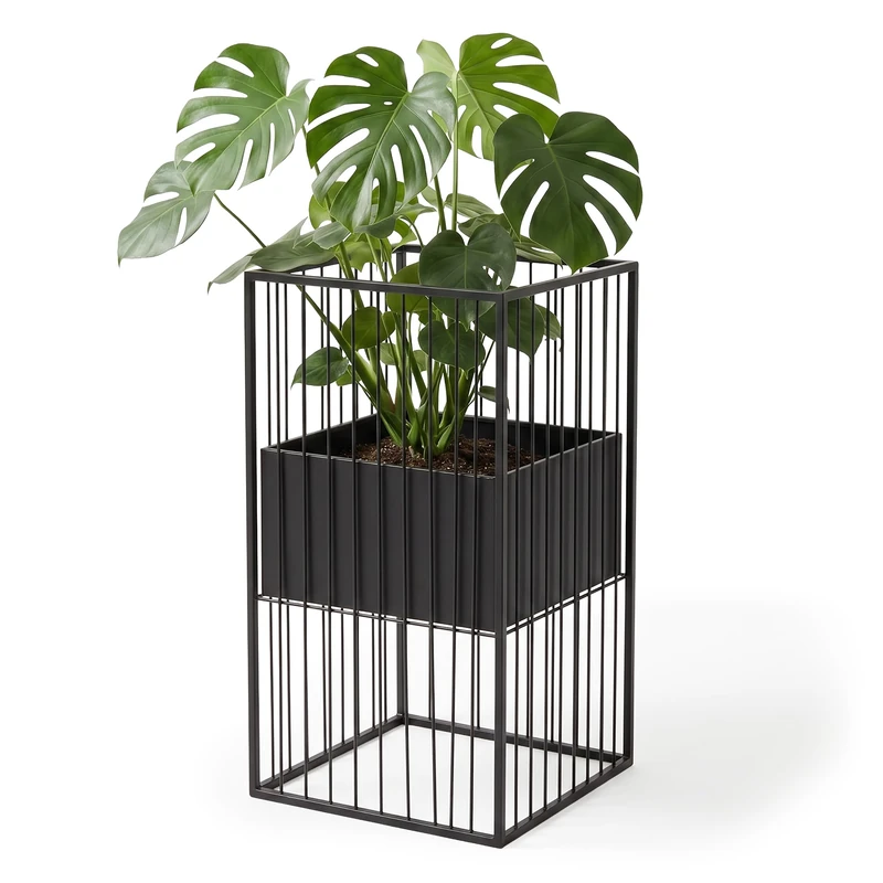 Relaxdays Plant Stand B, metal, H x W x D 61x30.5x30.5 cm, black