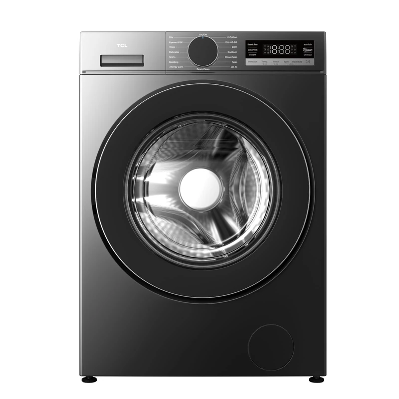 TCL FF0944SA0UK Front Load Washer, 9kg, 1400rpm High-Speed Spin, Turbo speed, autoStain Removal, Anti-mites, Steam wash, Silver [Energy Class A-20%]