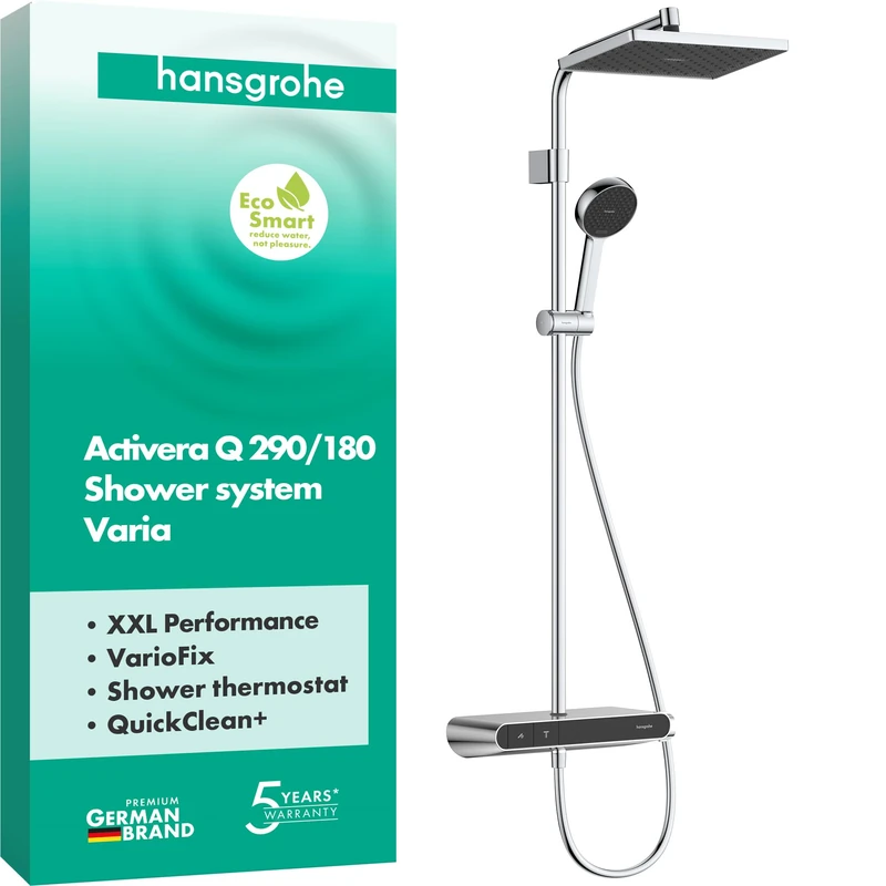 hansgrohe Activera Q Shower System with Thermostat, EcoSmart, Chrome