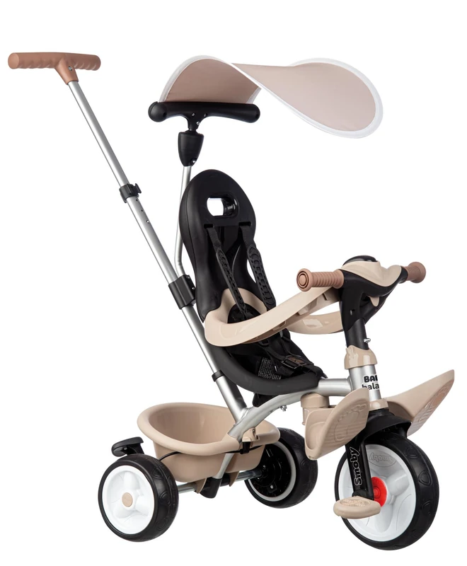 Smoby - Baby Balade Beige Tricycle - 3-in-1 Convertible - Parent Handle - Parking Brake - Footrest - UV-Protective Sunshade - From 10 Months