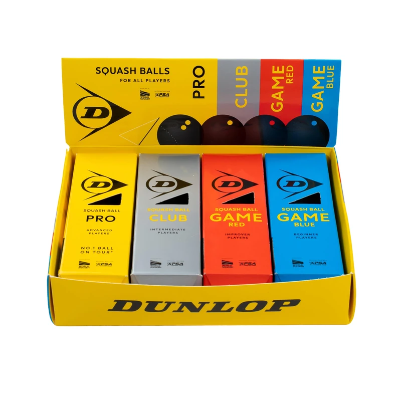 Dunlop Squash Balls Mixed Pack Pro, Club & Game, 12 Balls