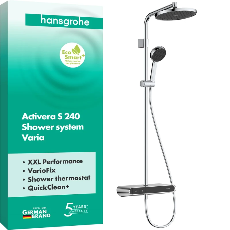 hansgrohe Activera S Shower System with Thermostat, EcoSmart+, Chrome