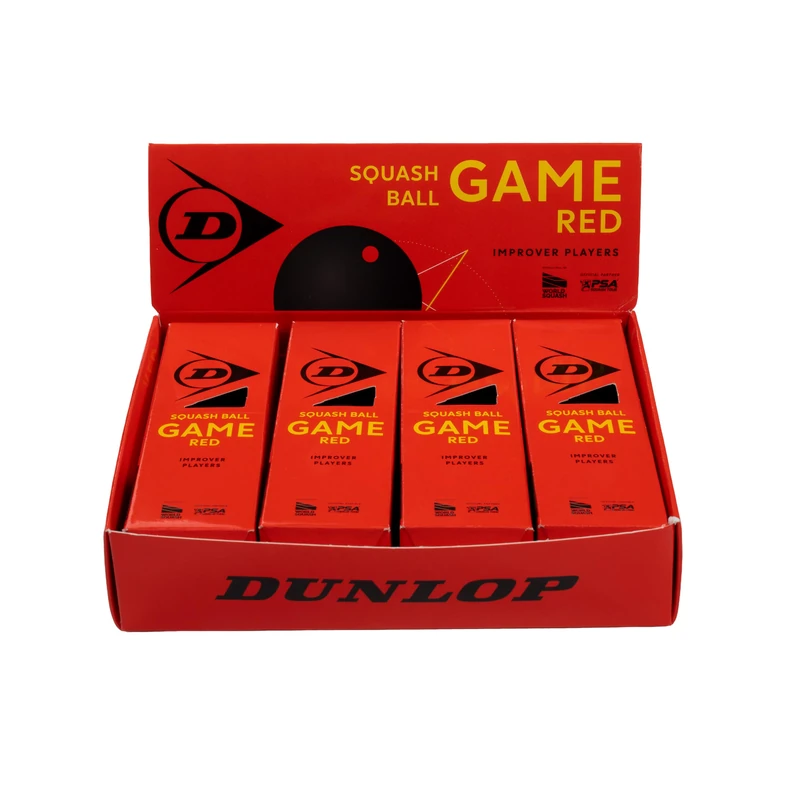 Dunlop Squash Balls Game Red, Red Dot, 12 Balls