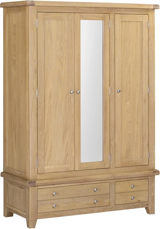 Seconique Windsor Partially Assembed 3 Door 2 Drawer Wardrobe in Oak