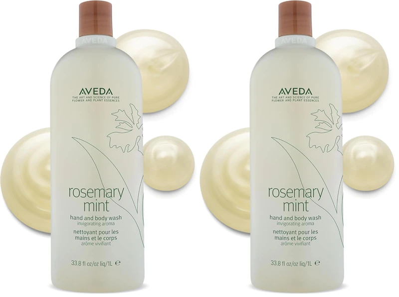 Aveda Rosemary Mint Hand & Body Wash | Liquid Hand Soap and Body Wash | with Invigorating Aroma of Certified Organic Peppermint & Rosemary, 1000ml (Pack of 2)