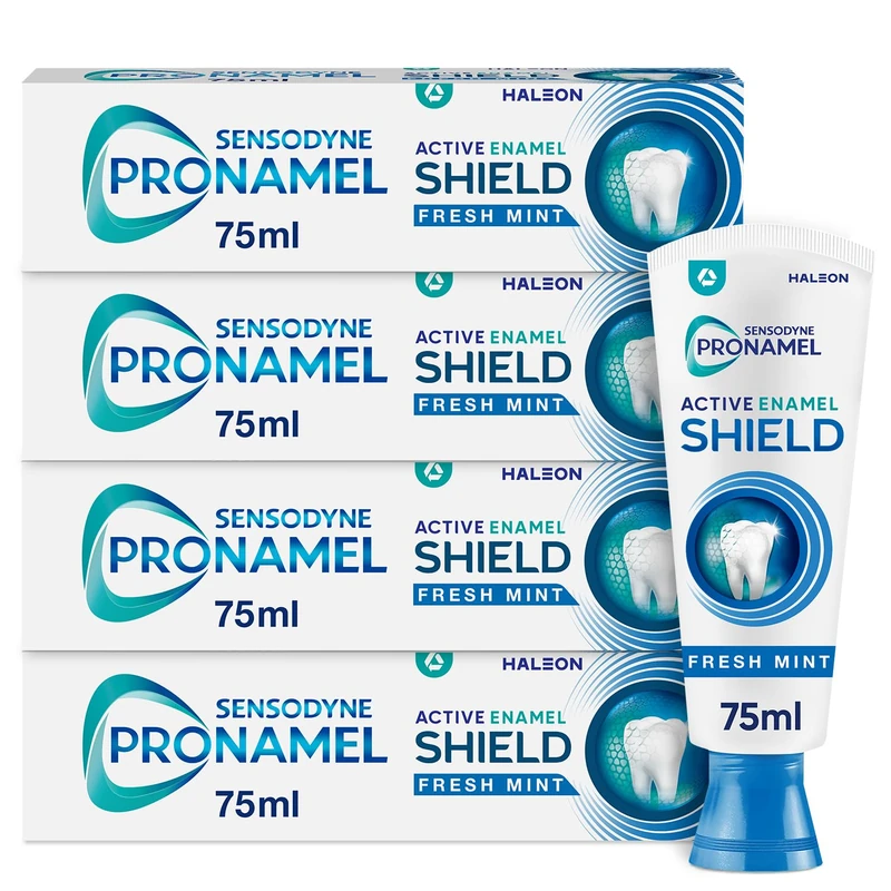 Sensodyne Pronamel Active Enamel Shield Toothpaste, Fluoride Protection for Enamel & Cavities, Fresh Mint, 4 × 75 ml (Pack of 6)