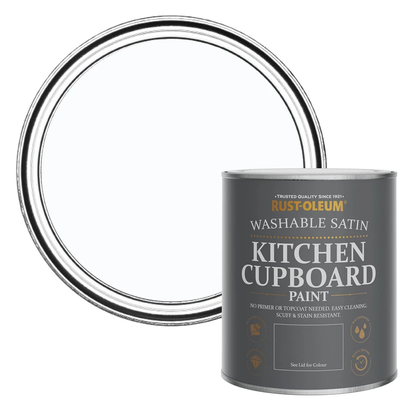 Rust-Oleum Light Blue Scrubbable Kitchen Cupboard Paint in Satin Finish - Icecap 750ml (Pack of 2)